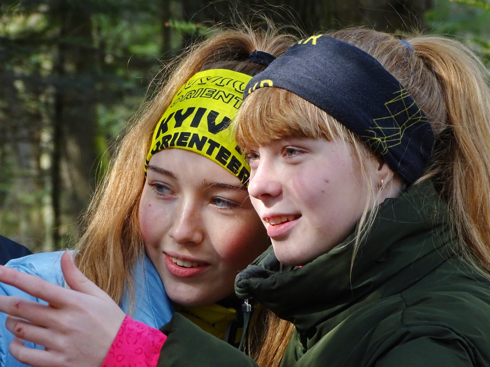 two girls in forest